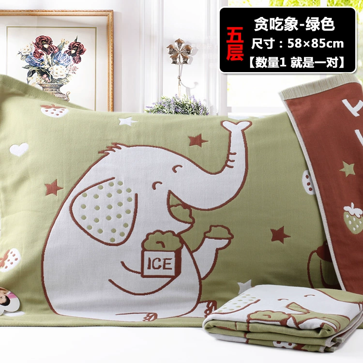 Khăn gối tăng 58 * 85cm cotton gạc cotton năm lớp của cặp đôi người lớn khăn gối