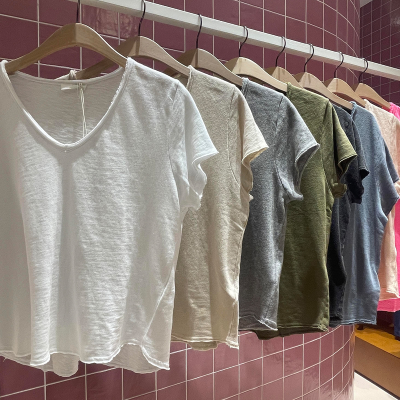 @Mv Original Sonoma Series Pure Cotton Fabric Zhang Ruonan Celebrity Style Short-Sleeved T-Shirt Lazy Casual Top for Women