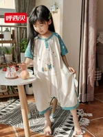 Летний тонкий хлопковый спальный мешок для мальчиков, 4 лет, короткий рукав