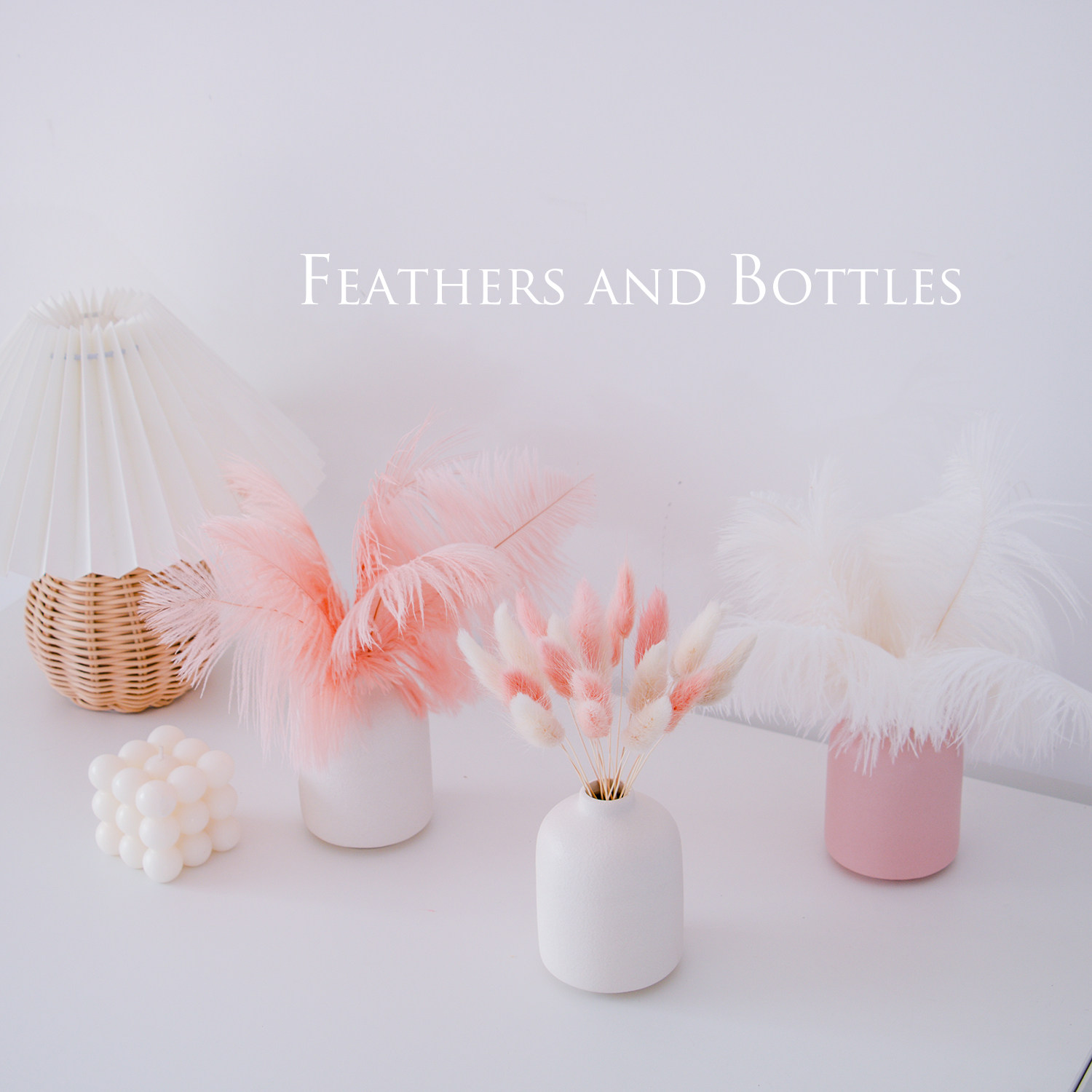 ins pink teenage girl vase with rabbit tail grass ostrich feathers dry flower nemesis red room decoration photoshoot props