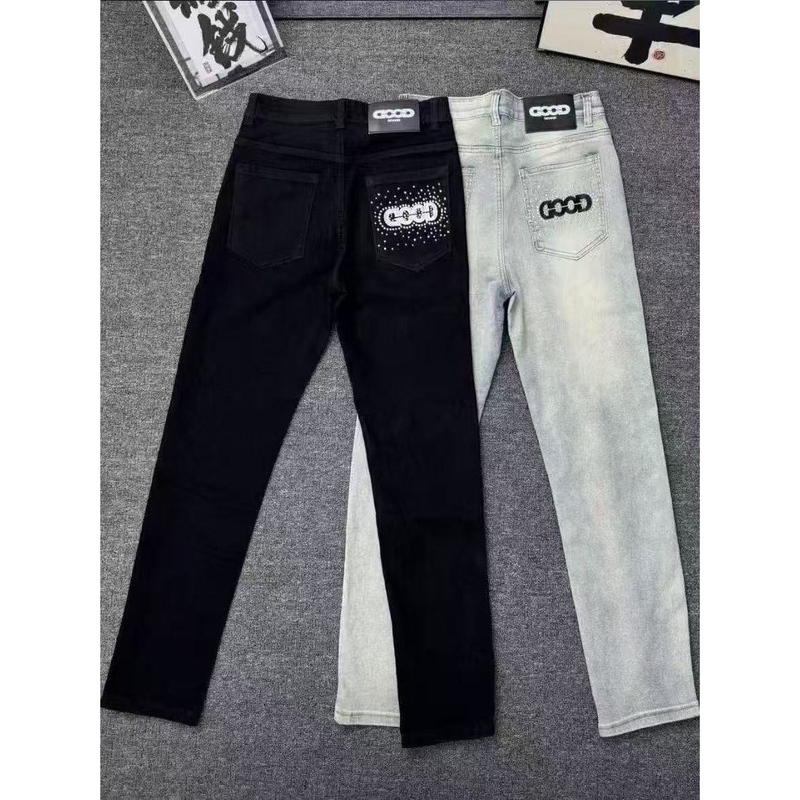Trendy Spring and Autumn Hot-Selling Rhinestone Letter Good Brand Embroidered Jeans, Slim Fit, Fashionable, Versatile, Stylish Skinny Jeans