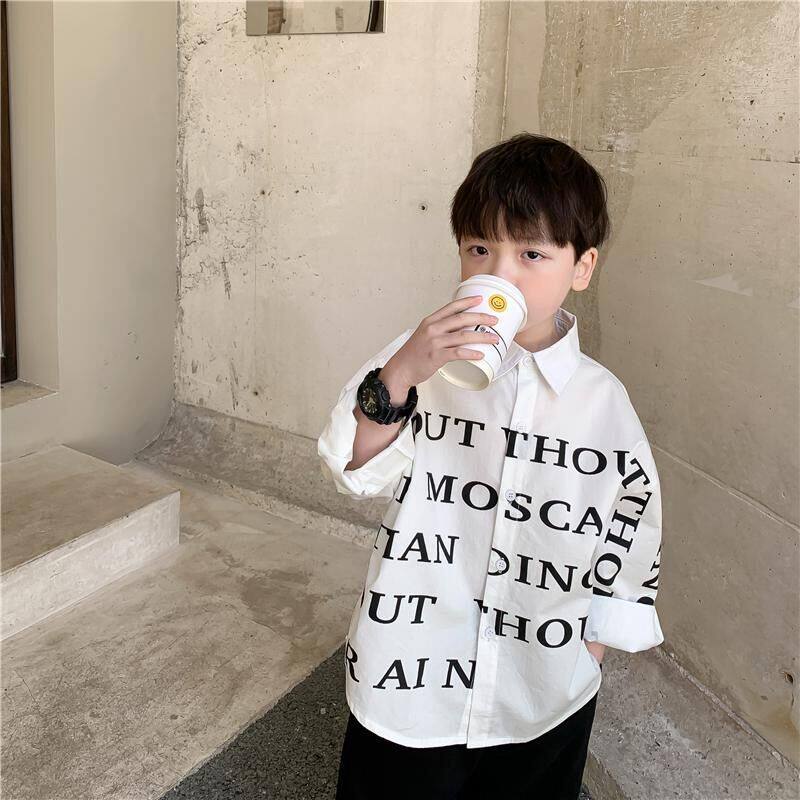 Children's clothing 2022 new Korean version boy shirt long sleeve children's shirt baby blouses the ocean wave exploding street spring and autumn