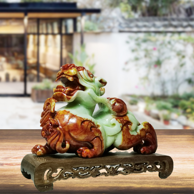 Natural Xiu Jade Engraving Piachu Leopard Leopard's Pendulum Pieces of the Hostel Residence for the opening of the Courtesy Leather Living Room Office Business