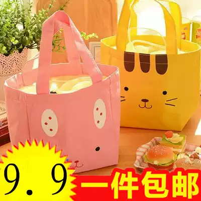 Waterproof portable canvas bento belt insulation bento bag thickened with rice lunch men and women small bag large