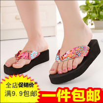 Korean version of womens bohemian fashion Flip-flops summer clip slope with thick bottom clip foot Sandals sandals