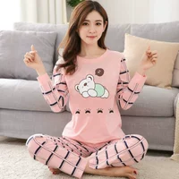 Bộ đồ ngủ mùa xuân và mùa thu nữ tay dài 100% cotton phù hợp với phần cotton mỏng Phiên bản Hàn Quốc có thể mặc dễ thương mặc nhà dễ thương nội y cao cấp