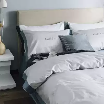 60 tribute satin Xinjiang long-staple cotton four-piece Nordic cotton three-piece cotton sheets quilt cover bed hats