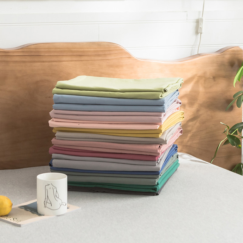 Day-style pure colour washed cotton bunk-in-one-piece minimalist pure cotton student Dormitory bed linen full cotton bed cover 1 5 1 8 m