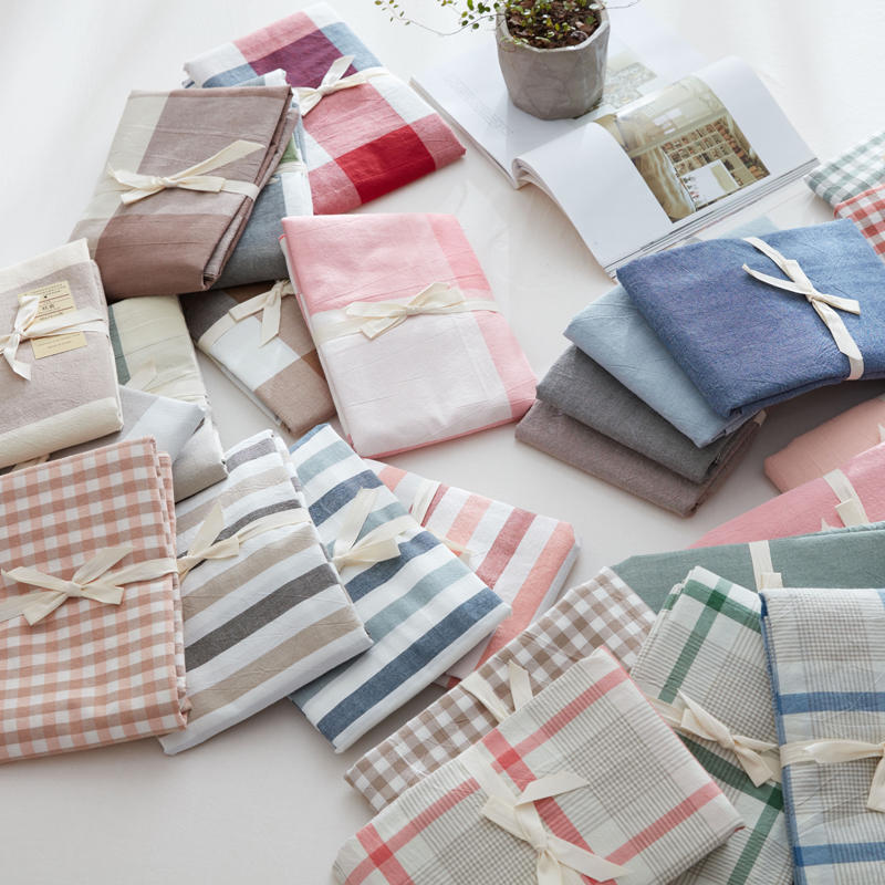 Cotton water wash cotton pillow case Japanese simple stripes pure color cotton single pillowcase a 48 * 74cm