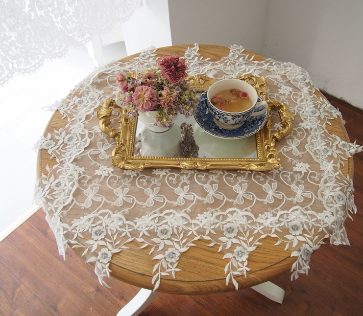 Korean Euroyarn Lace White Bed Head Cabinet Cover Towels Han Style Retro Dust Resistant Multipurpose Table Buu Style Decoration Table Flag