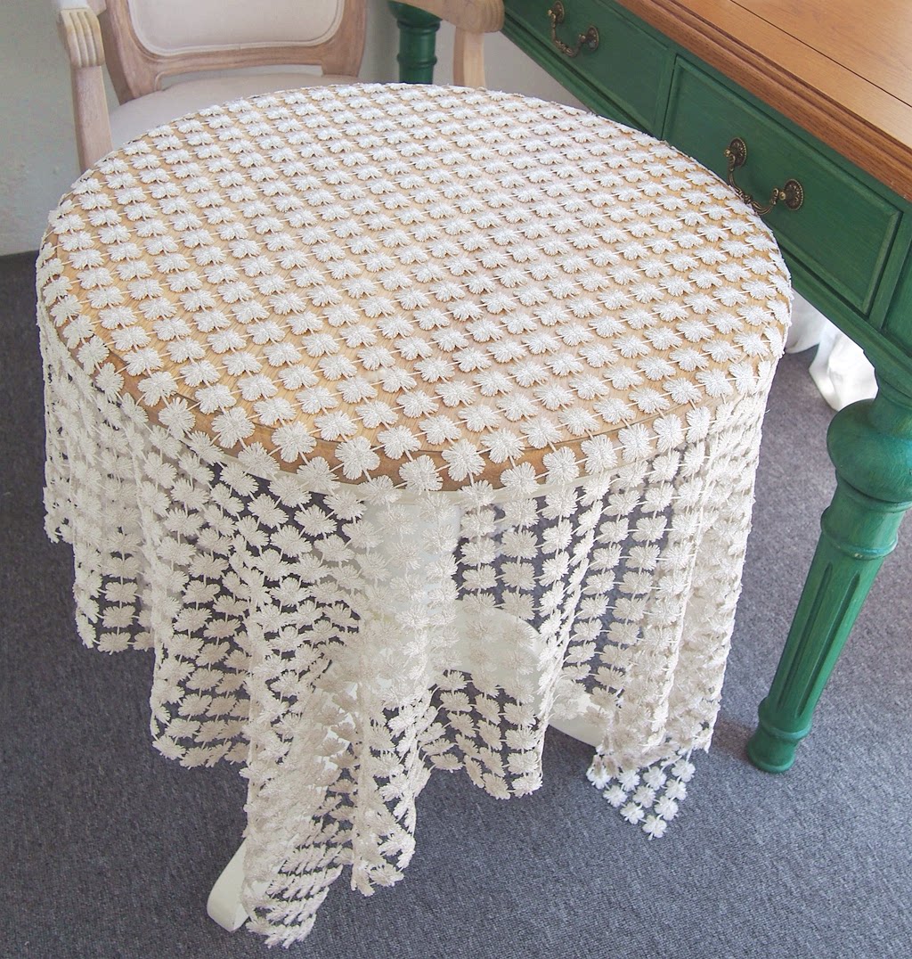 Beige water soluble lace door curtain French light luxury hollow multi-purpose decorative tablecloth window photo props cover towel