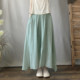 Literary and Fresh Pure Color Cotton and Linen Skirt for Women with Elastic Waist, Loose and Versatile, Double Layer and Elegant Mid-Length Skirt