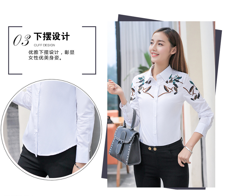 Áo sơ mi nữ tay dài 18 mùa thu và mùa đông phụ nữ mới cộng với áo nhung dày thêu áo mỏng cotton thêu cotton áo thủy triều mẫu sơ mi nữ đẹp