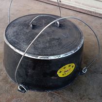  Cast iron Ding pot Old-fashioned pig iron Ding pot Firewood pot stove Hot pot Picnic utensils Farm rice enamel pot