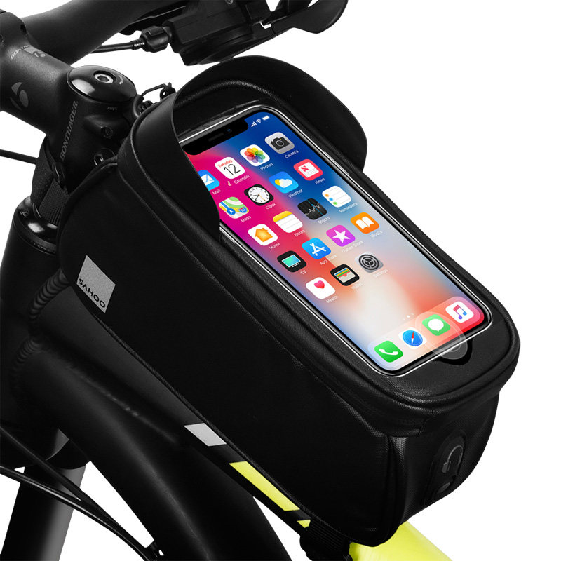 SAHOO bicycle bag front beam bag riding small car front bag touch mobile phone bag waterproof upper tube bag riding bag