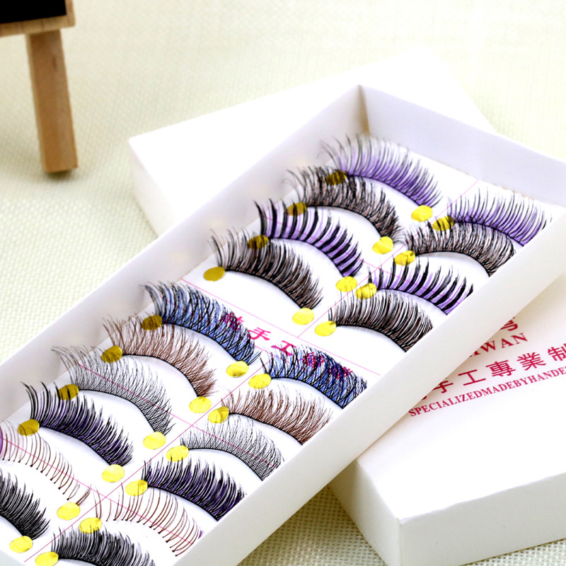 Taiwan Pure Handmade Whole Family Fu Fake Eyelash Colored Cotton Thread Stalk Color Makeup Natural Makeup Eyelash Multiple Colors