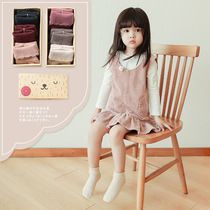 Clearance] Childrens socks autumn and winter pure color lace cotton midsize girls pile socks baby socks 3 pairs