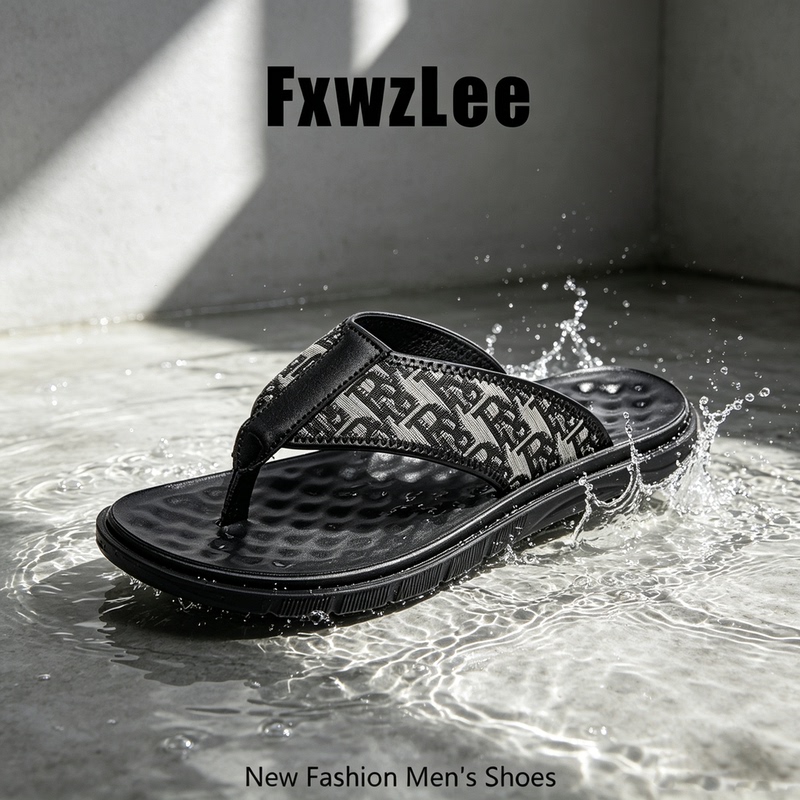 【Vintage Style】Fxwzlee2026 Summer Light Luxury Printed Old Money Style Flip-Flops Men's Casual Slippers 【Vintage Style】Fxwzlee2026 Summer Light Luxury Printed Old Money Style Flip-Flops Men's Casual Slippers