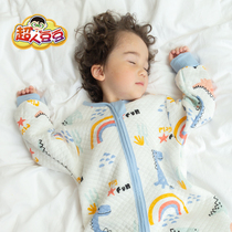 Superman Bean Kick is a child spring and autumn warm leg sleeping bag baby dinosaur pajamas Four Seasons Universal