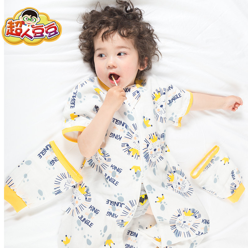 Superman Bean Baby Sleeping Bag Spring and Summer Cotton Thin Gauze Split Baby Children Anti-kicking artifact