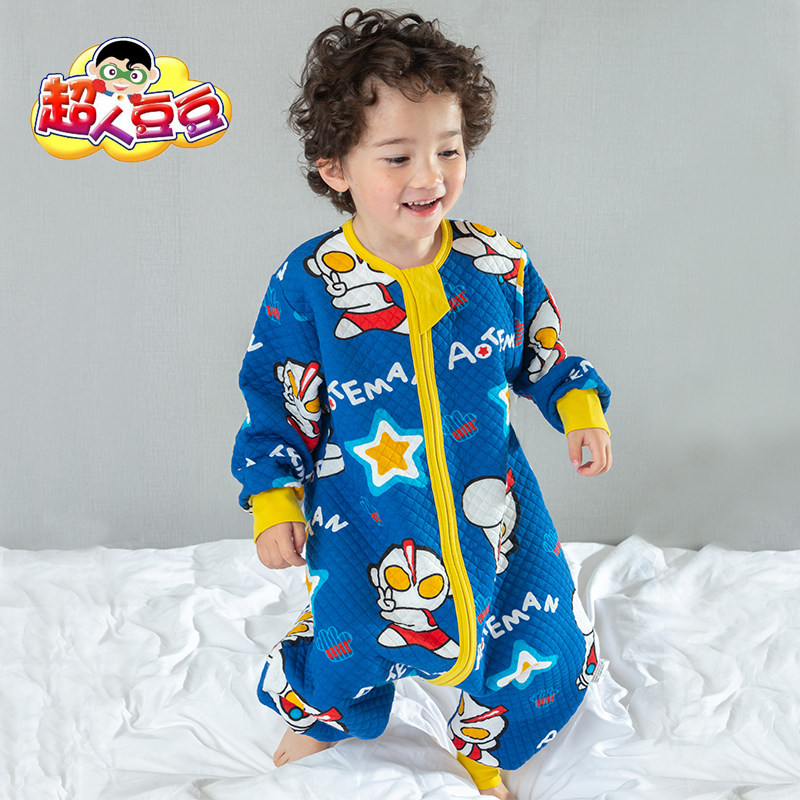 Superman Doudou baby split-leg sleeping bag spring, summer, autumn and winter Otto egg baby one-piece pajamas children's anti-kick quilt