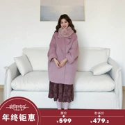 Cá không mặc áo mùa thu 2019 và áo len mới mang hương vị Hồng Kông retro phổ biến áo khoác len cashmere hai mặt dày nữ - Accentuated eo áo