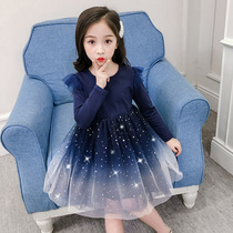 Girls  clothing Childrens spring puff yarn dress Childrens foreign spring girl princess skirt Childrens spring and autumn dress
