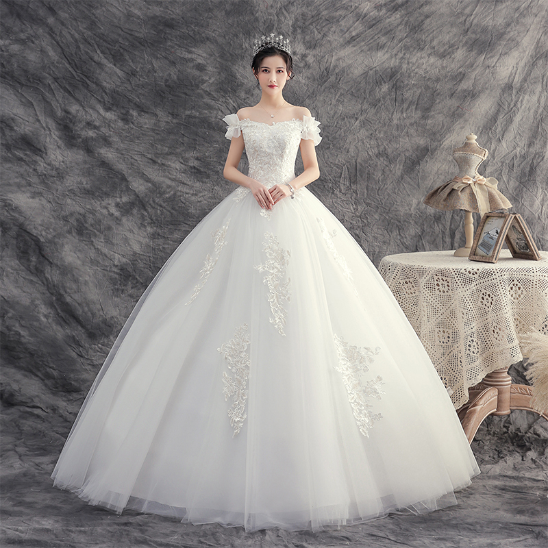 Light Wedding Dress 2026 New Style Bridal Gown for Pregnant Women, Petite, French Court Style, Off-Shoulder, Simple, Floor-Length