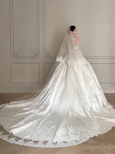 Strapless Wedding Dress 2025 New Style for Petite Brides, High-Quality Satin, Stunning, Simple, Lightweight Bridal Gown