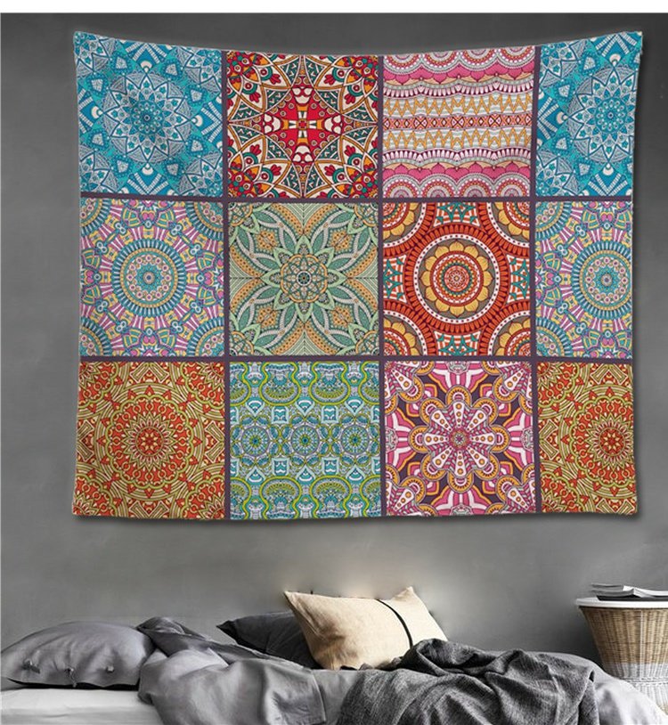 Mandala Ấn Độ đầu giường tường trang trí hình học trang trí tường tấm thảm tấm khăn trải bàn vải nền rèm treo rèm thảm trang trí phòng ngủ