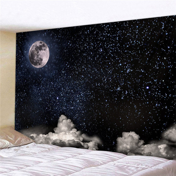 Oversized hanging cloth wall decoration tapestry bedside bedroom background cloth forest starry sky mural ins Nordic punch-free