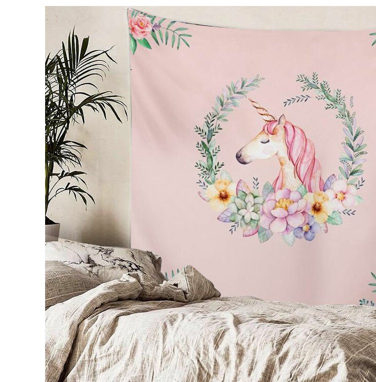 INS Bắc Âu Unicorn Net Red Wall Trang trí tấm thảm Đầu giường Phòng ngủ Nền vải Khăn trải bàn Vách ngăn thảm treo tường cute