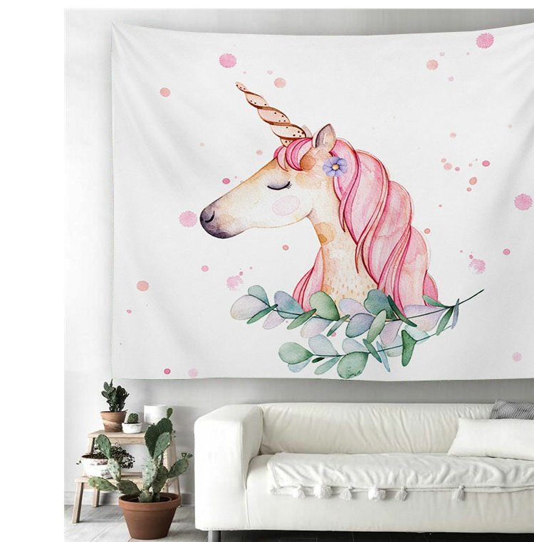 INS Bắc Âu Unicorn Net Red Wall Trang trí tấm thảm Đầu giường Phòng ngủ Nền vải Khăn trải bàn Vách ngăn thảm treo tường cute