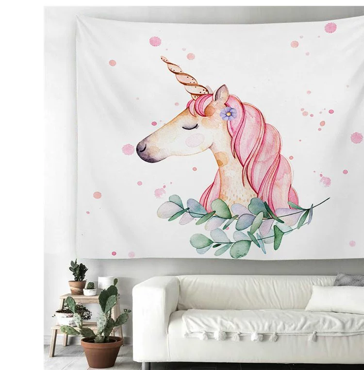 INS Bắc Âu Unicorn Net Red Wall Trang trí tấm thảm Đầu giường Phòng ngủ Nền vải Khăn trải bàn Vách ngăn