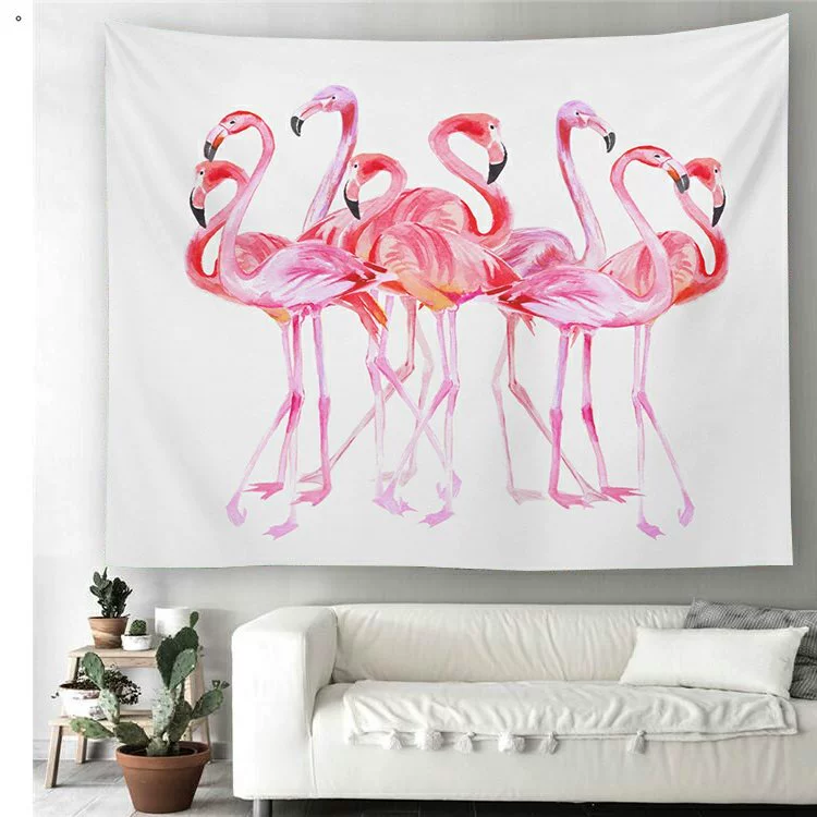 INS Bắc Âu hồng flamingo đầu giường phòng ngủ trang trí tường tấm thảm vải bạt nền khăn trải bàn phân vùng rèm