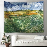 Van Gogh vẽ canvas vải rèm cửa phân vùng nền treo tường tấm thảm sofa vải bọc khăn bãi biển khăn - Tapestry 	thảm treo tường dạ quang