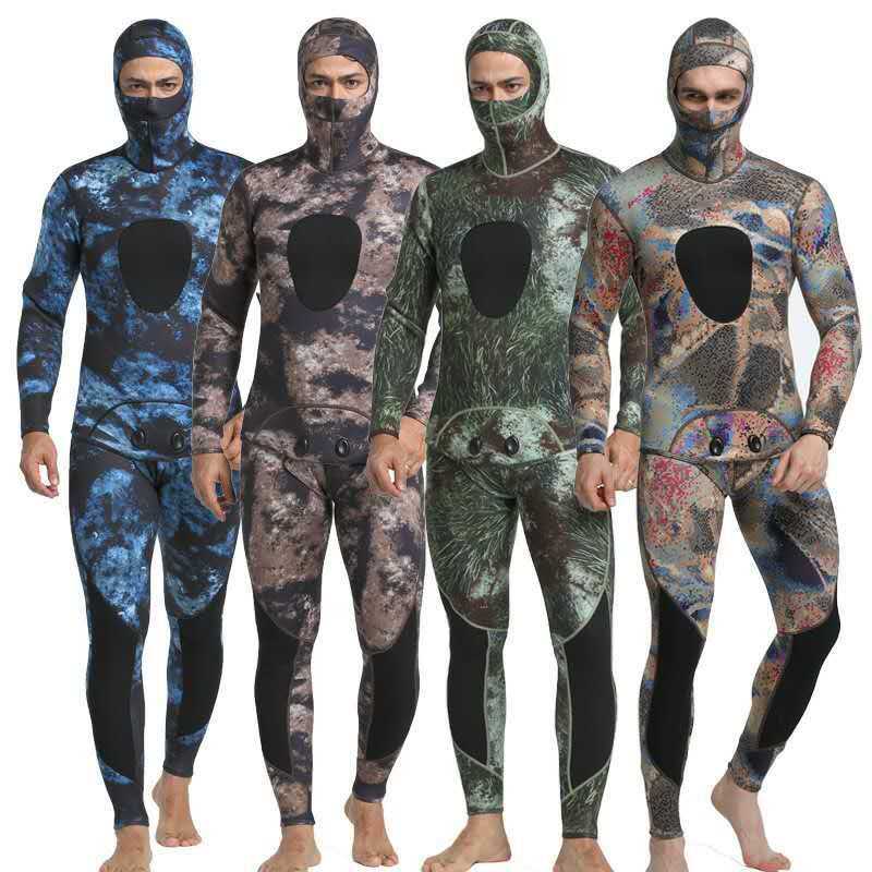 New 3mm 5mm camouflage suit two pieces of submersible snorkeling suit for fishing diving suit with high bomb free submersible
