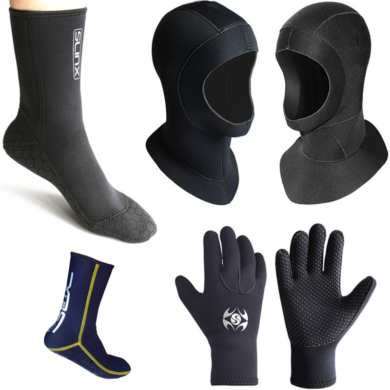 Professional Cold Proof Warm Thickening 3mm 5mm Adults Free Diving Hat Men And Women Winter Tour Headgear Diving Gear