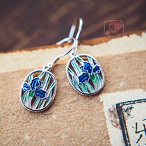 Kite Tail Flower Silver Tire Enamel 925 Silver Floral National Wind Earrings Earrings