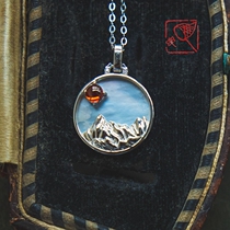 (Daylight Night Sea) Lovers Mountain Sea 925 Silver Sunday Silver Pendant Pearl Bermother Inlaid Jewel Necklace Silver Jewelry