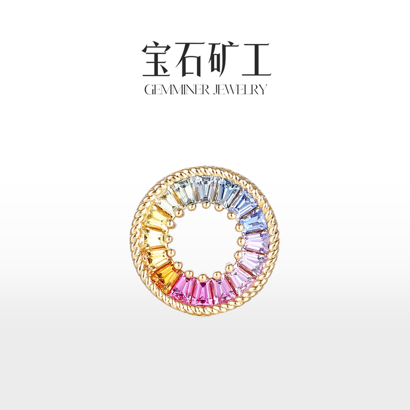 Gemstone Miner 18K Gold Colorful Gemstone Pendant Basic Rainbow Donut Necklace Natural Gemstone Jewelry
