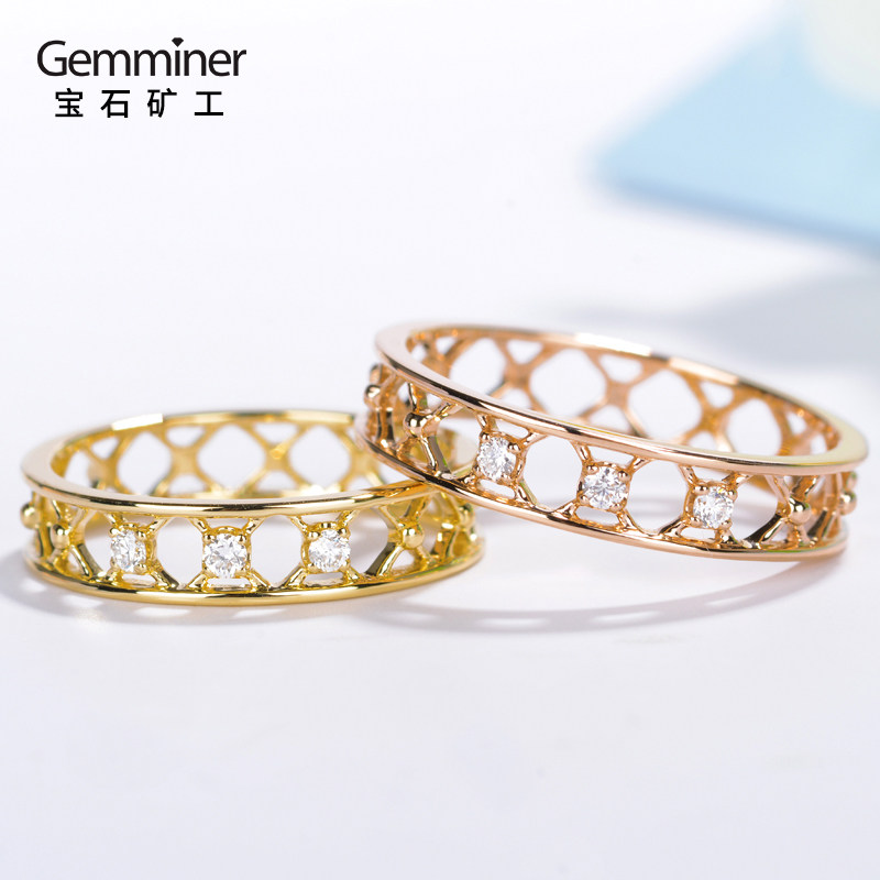 Jewel miner 18k gold meritocratic window floral diamond ring white gold rose gold personality small frescoed diamond ring female