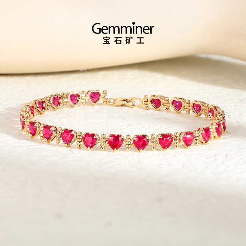 Gemstone Miner 18K Gold Heart-Shaped Ruby Bracelet Burmese Heart-Shaped Ruby Jewelry Gemstone Miner 18K Gold Heart-Shaped Ruby Bracelet Burmese Heart-Shaped Ruby Jewelry