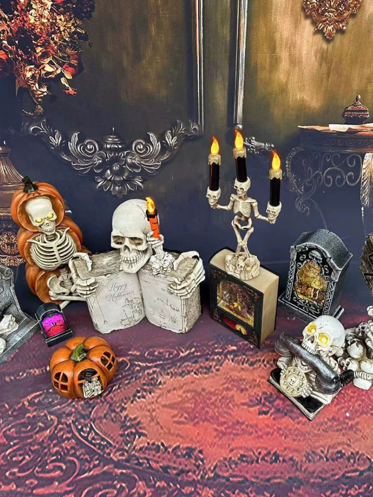 万圣节装饰道具南瓜灯骷髅头墓碑，19.80买不了吃亏！_其它_淘宝游戏网, image size:1200x1600