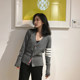 tb cardigan women's sweater short coat red slim spring early gray college style V-neck sweater 2022 tops