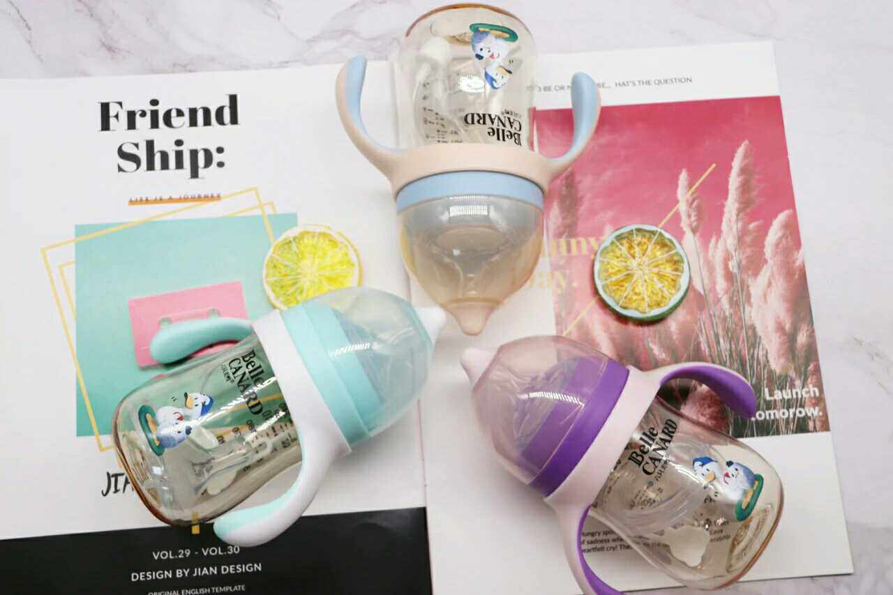 Six beauty duck 60 caliber ppsu resistant to fall bicolor handle newborn baby dual-use new bottle