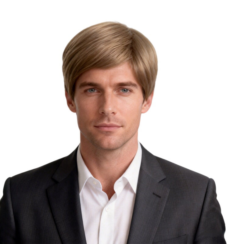 European and American Men's Side-Parted Blonde Foreigner Wigs, Cosplay Wigs, Non-Mainstream Wigs, Men's Blonde Hairpieces