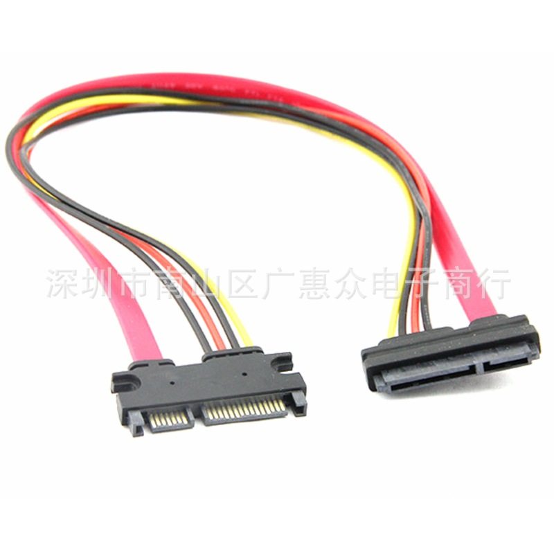 Factory SATA extension cable 7 + 15 SATA data cable black on both sides