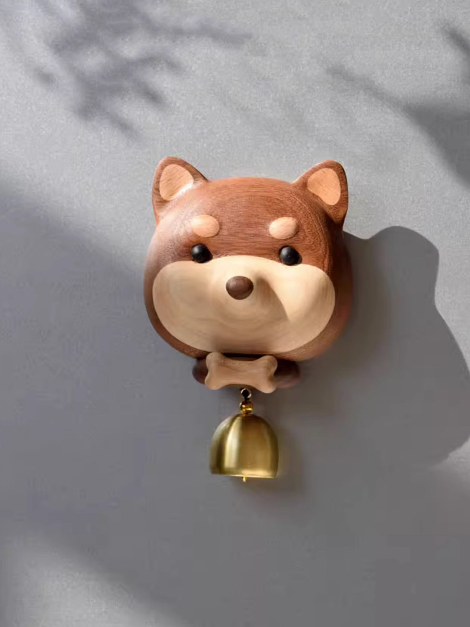 【Campanello Chaigou】 Chuangmu Workshop Dog Campanello in legno massello per casa Dopamina Campanello a vento Campanello per promemoria apertura negozio_voghion.com