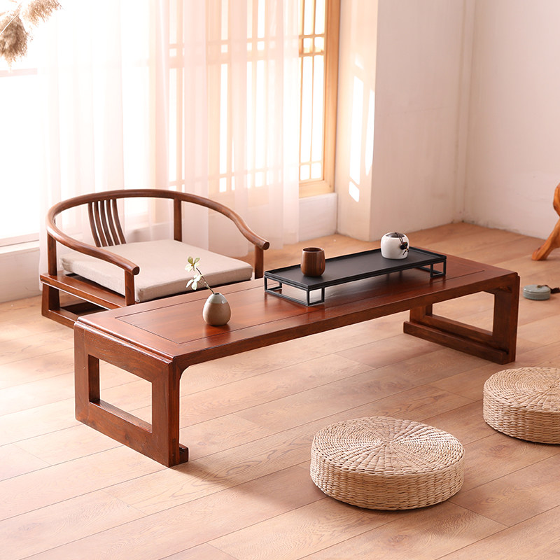 Solid wood tatami small table bay window table Japanese tea table Kang table New Chinese Zen tea table Low table sitting on the floor